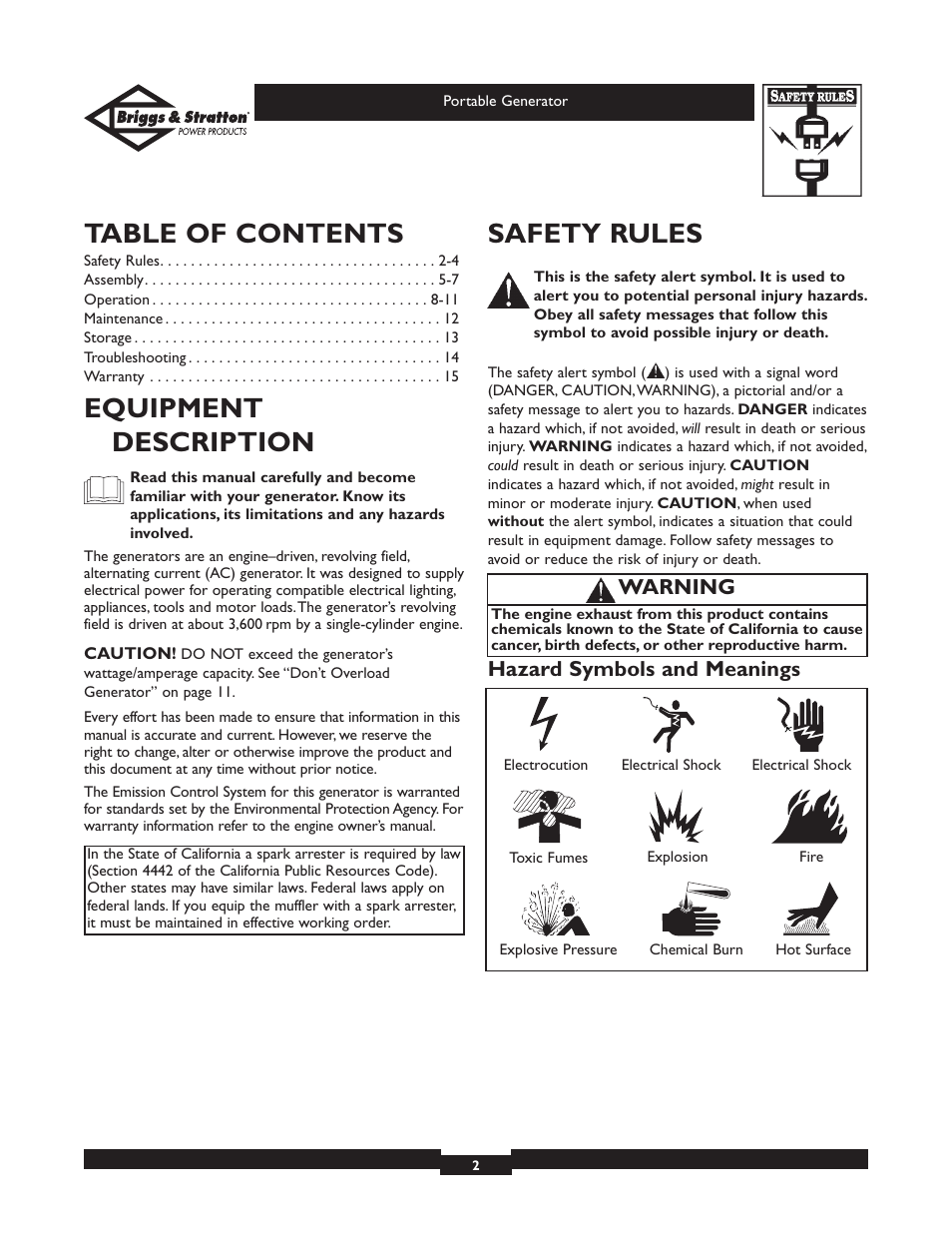 Briggs & Stratton 01653  EU User Manual | Page 2 / 44
