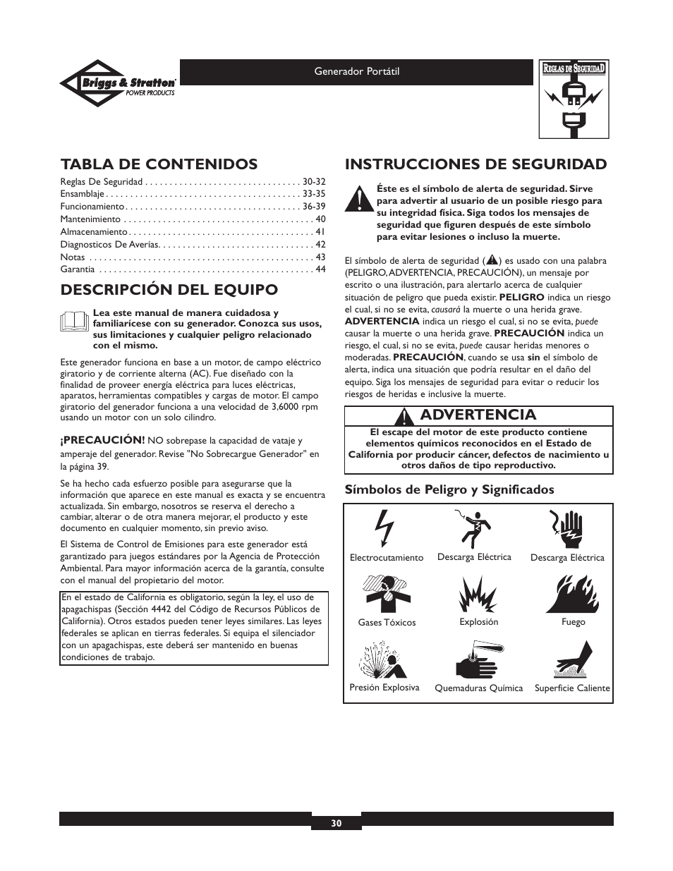 Briggs & Stratton 01653  EU User Manual | Page 30 / 44