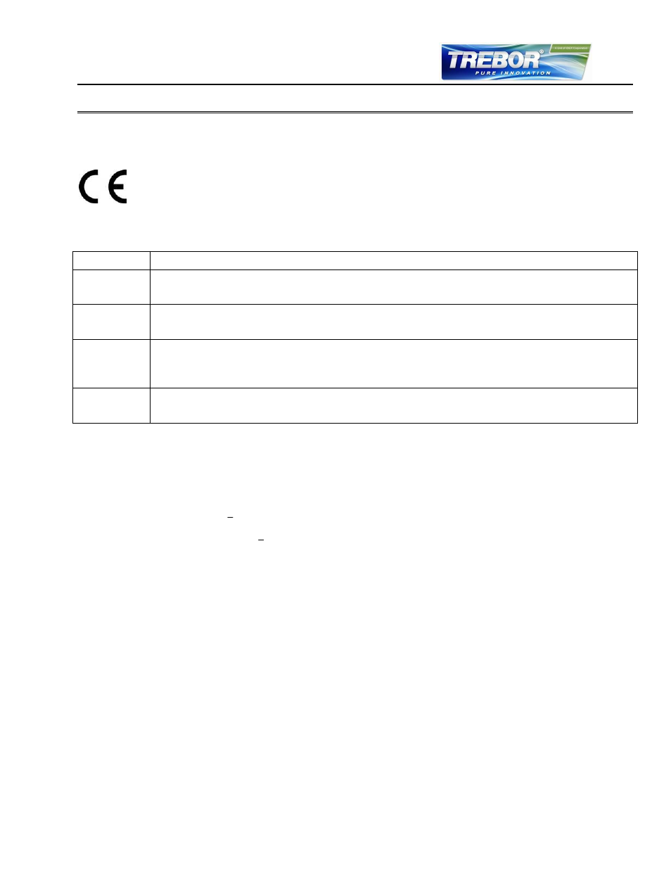 Appendix, Regulatory status, Ce marking | 9 appendix, 1 regulatory status | Trebor REV6 User Manual | Page 33 / 34