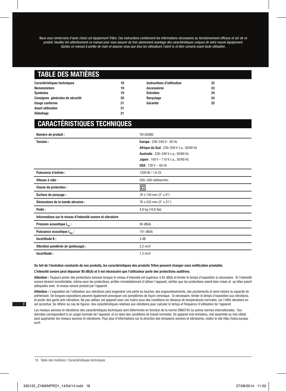 Triton TA1200BS User Manual | Page 19 / 60