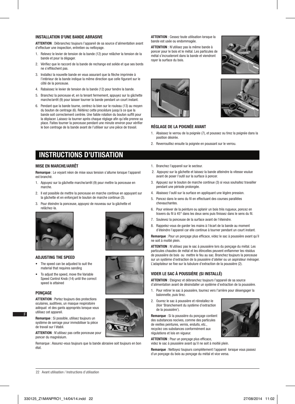 Instructions d’utiisation | Triton TA1200BS User Manual | Page 23 / 60