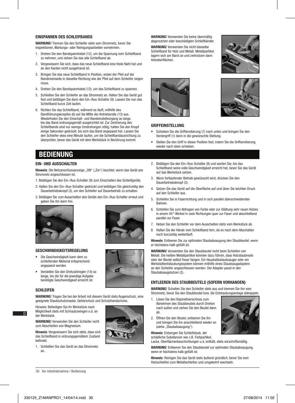 Bedienung | Triton TA1200BS User Manual | Page 31 / 60