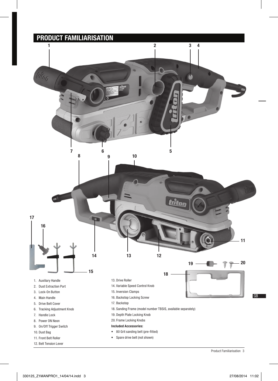 Product familiarisation | Triton TA1200BS User Manual | Page 4 / 60
