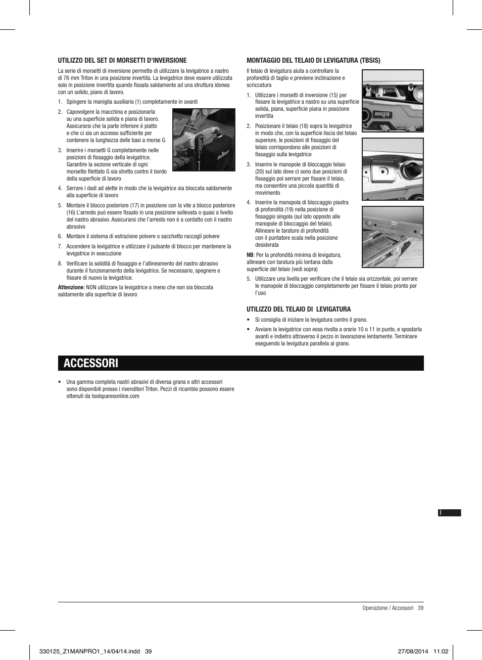 Accessori | Triton TA1200BS User Manual | Page 40 / 60