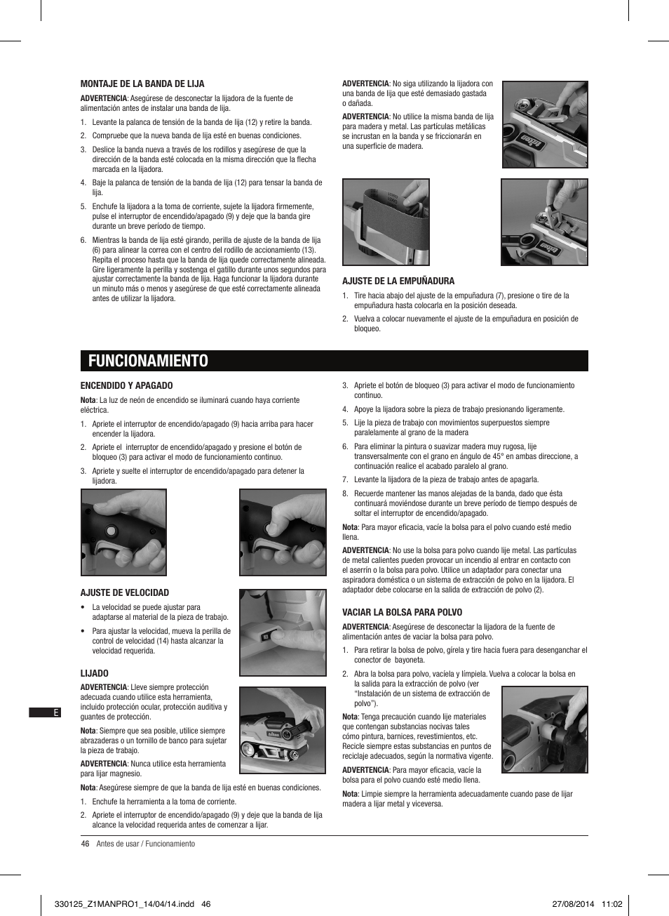 Funcionamiento | Triton TA1200BS User Manual | Page 47 / 60