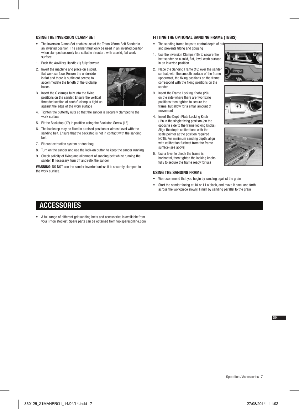 Accessories | Triton TA1200BS User Manual | Page 8 / 60