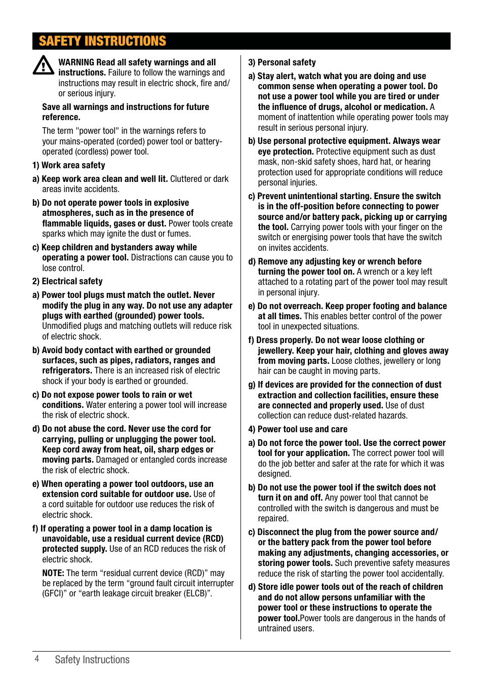 Safety instructions | Triton TCM BS User Manual | Page 4 / 33