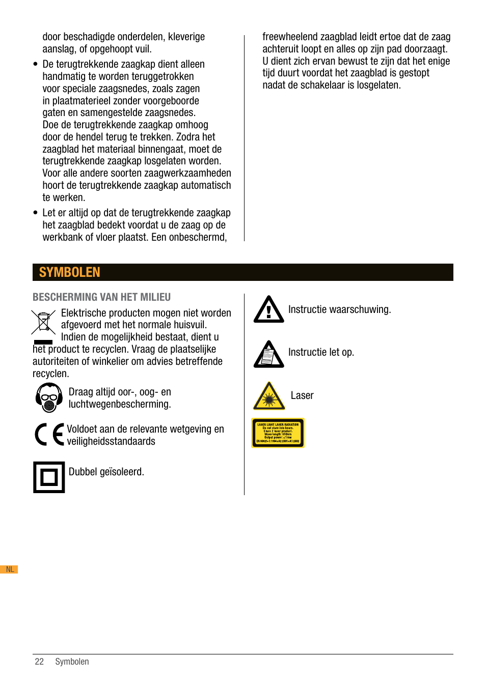 Symbolen | Triton TA184CSL User Manual | Page 22 / 92