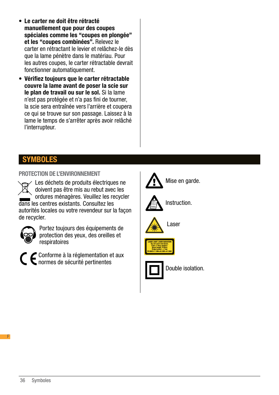 Symboles | Triton TA184CSL User Manual | Page 36 / 92