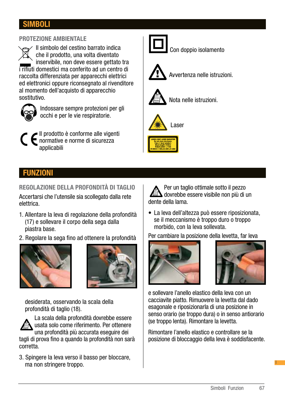 Simboli, Funzioni | Triton TA184CSL User Manual | Page 67 / 92