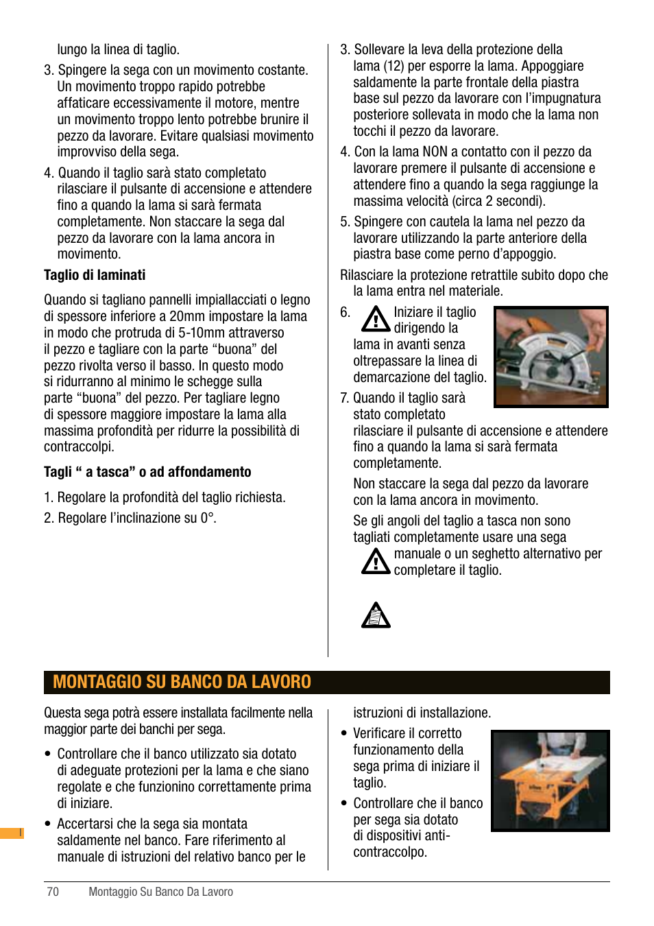 Montaggio su banco da lavoro | Triton TA184CSL User Manual | Page 70 / 92