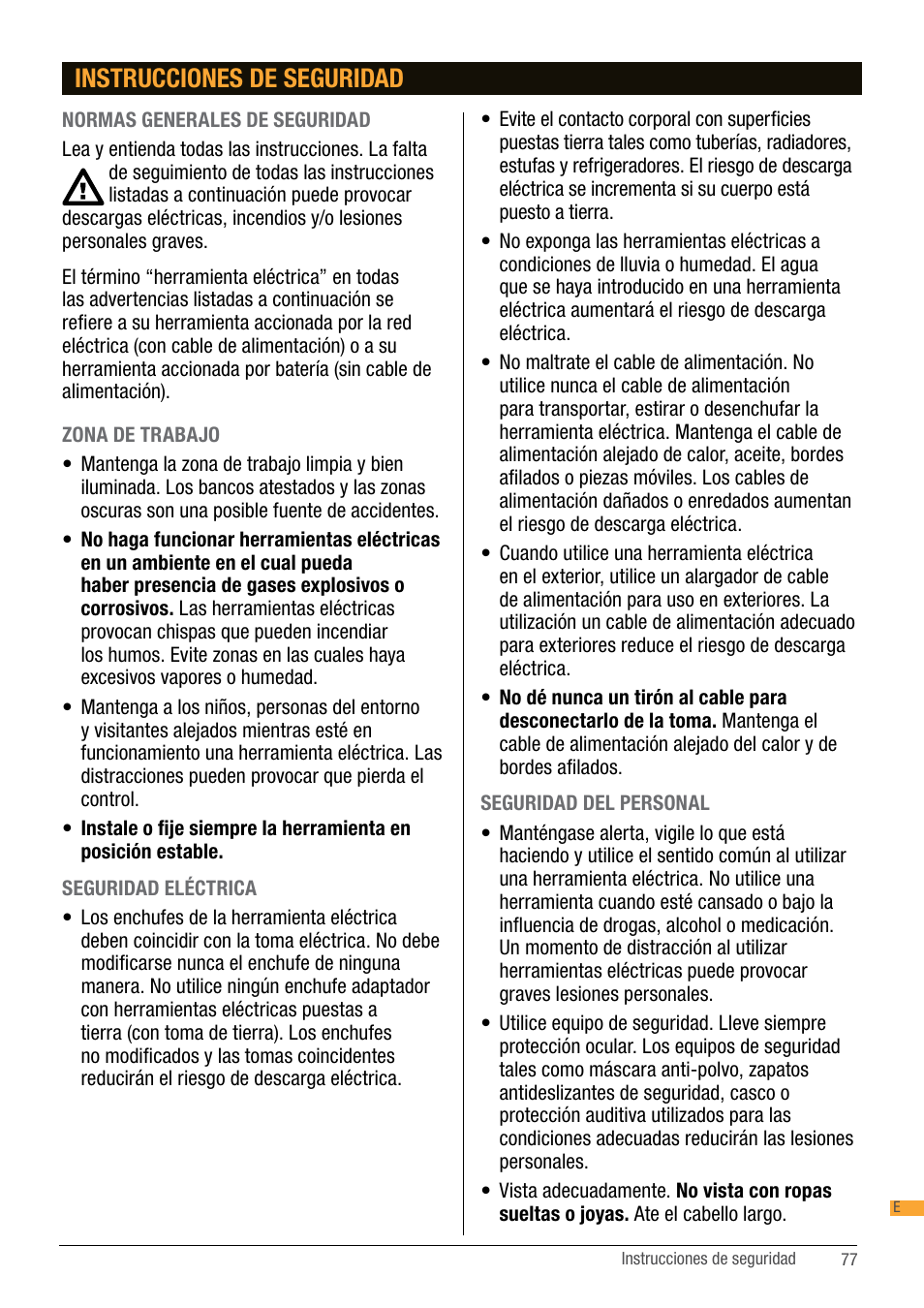 Instrucciones de seguridad | Triton TA184CSL User Manual | Page 77 / 92