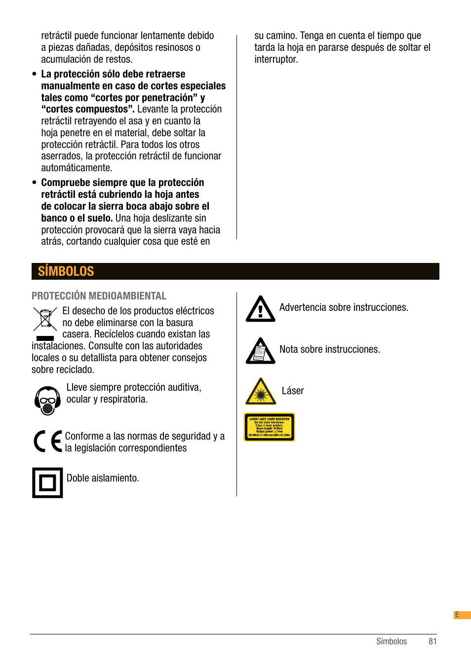 Símbolos | Triton TA184CSL User Manual | Page 81 / 92