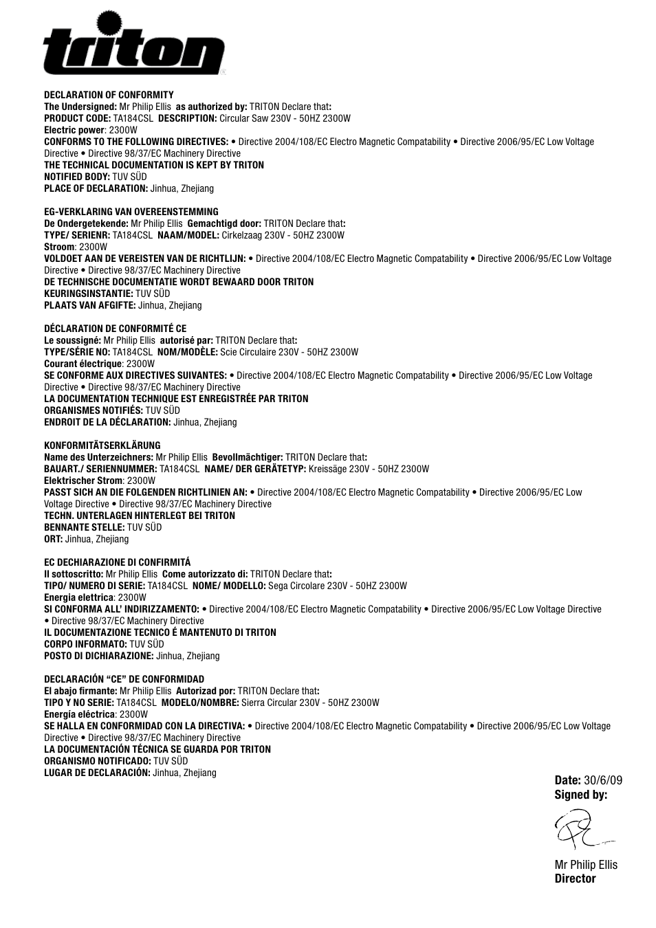 Triton TA184CSL User Manual | Page 90 / 92