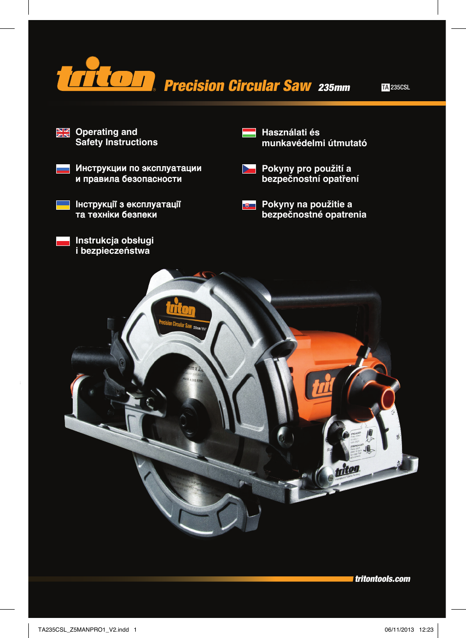 Precision circular saw, 235mm | Triton TA 235CSL User Manual | Page 2 / 72