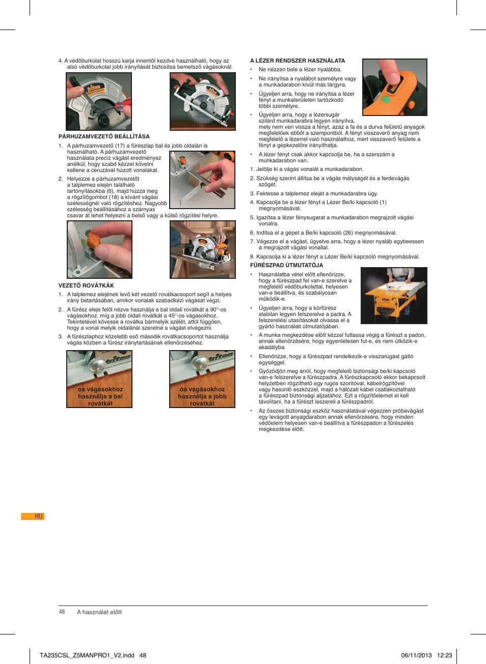 Karbantartás | Triton TA 235CSL User Manual | Page 49 / 72