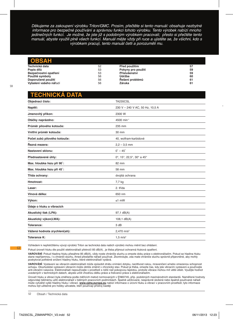 Triton TA 235CSL User Manual | Page 53 / 72