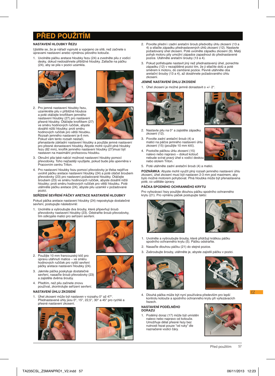 Před použitím | Triton TA 235CSL User Manual | Page 58 / 72