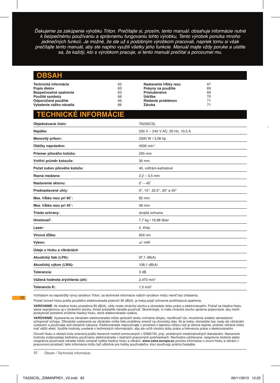 Triton TA 235CSL User Manual | Page 63 / 72