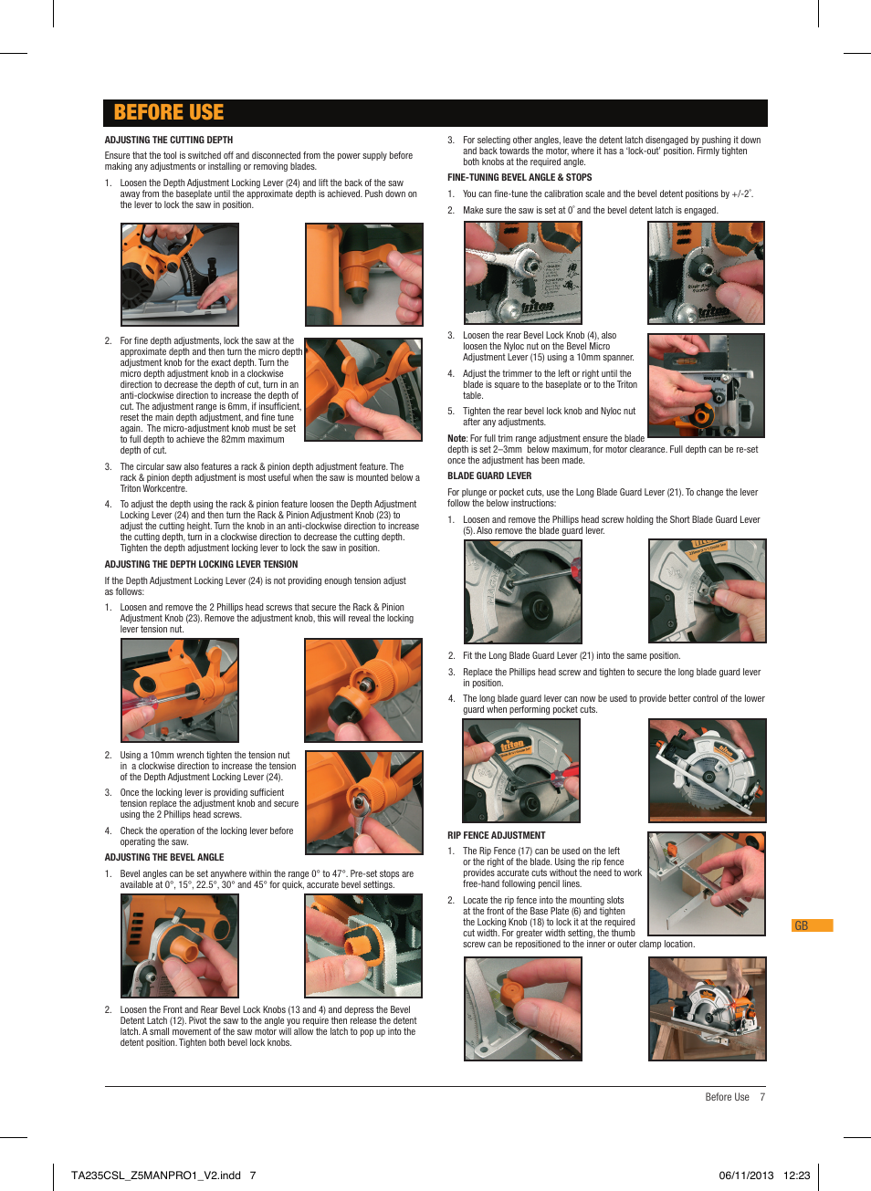 Before use | Triton TA 235CSL User Manual | Page 8 / 72