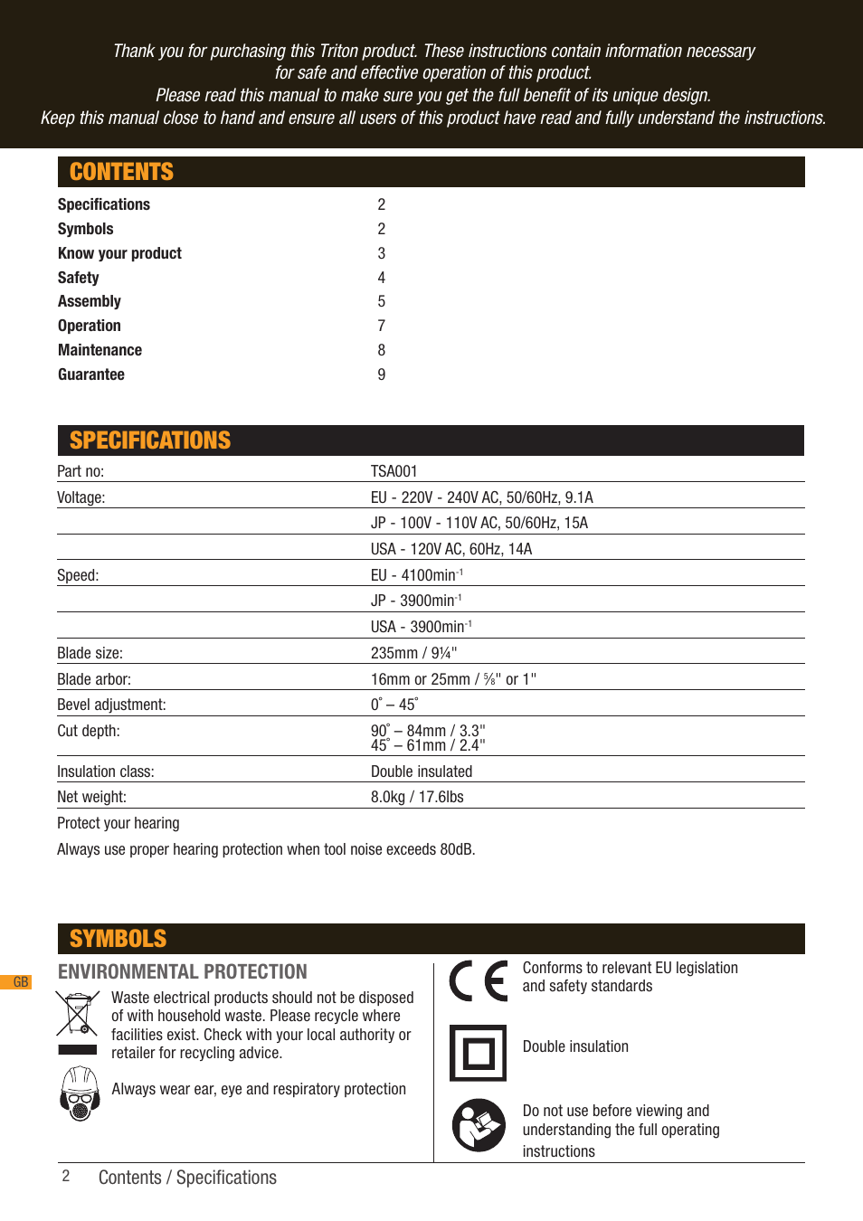 Triton TSA 001 User Manual | Page 2 / 48