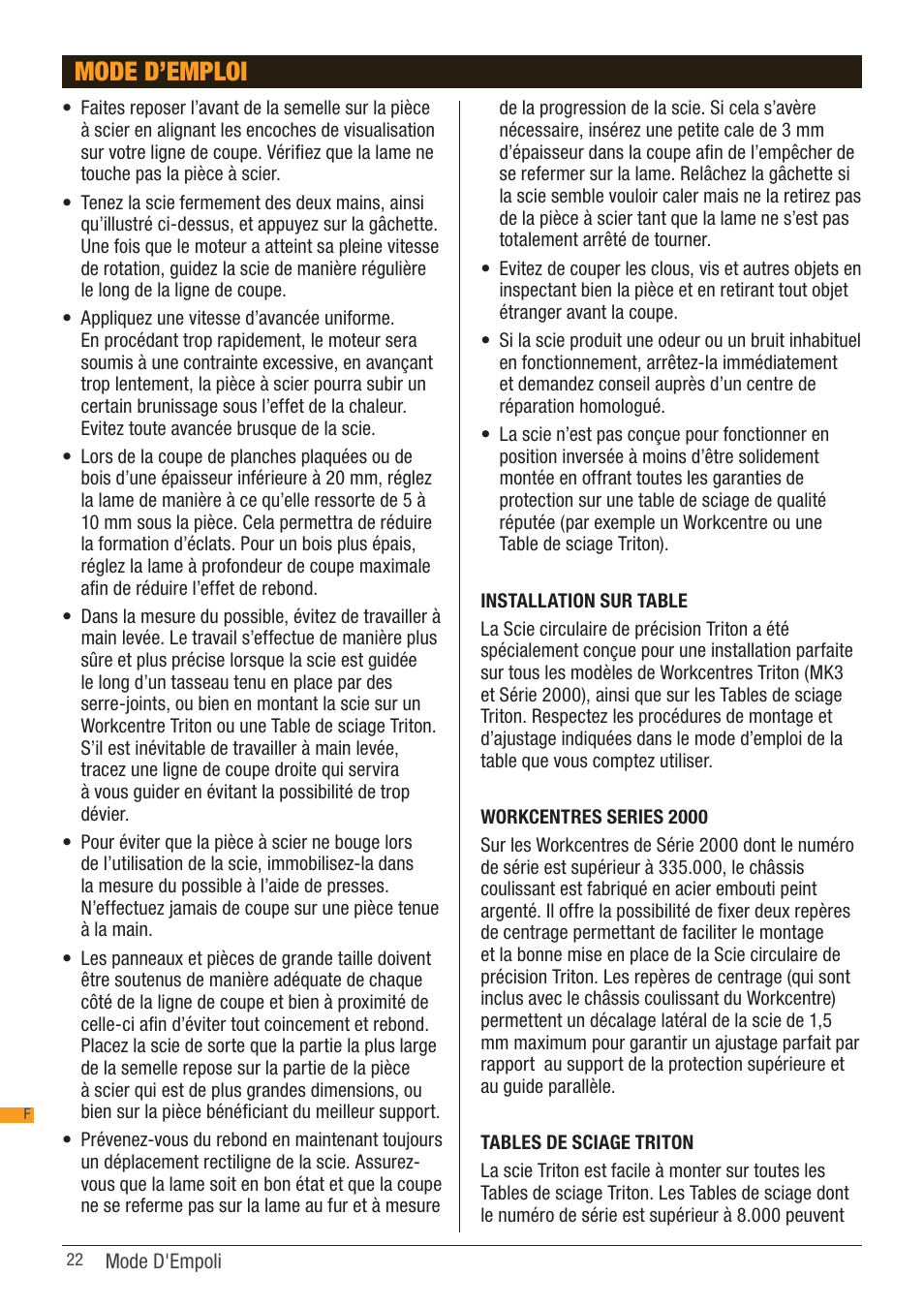 Mode d’emploi | Triton TSA 001 User Manual | Page 22 / 48
