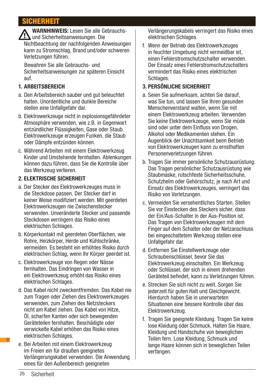 Sicherheit | Triton TSA 001 User Manual | Page 26 / 48