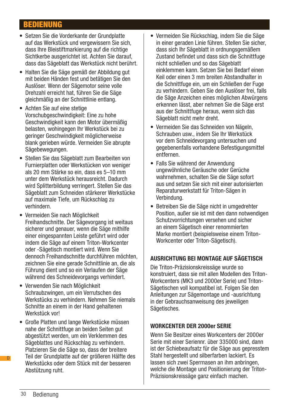 Bedienung | Triton TSA 001 User Manual | Page 30 / 48