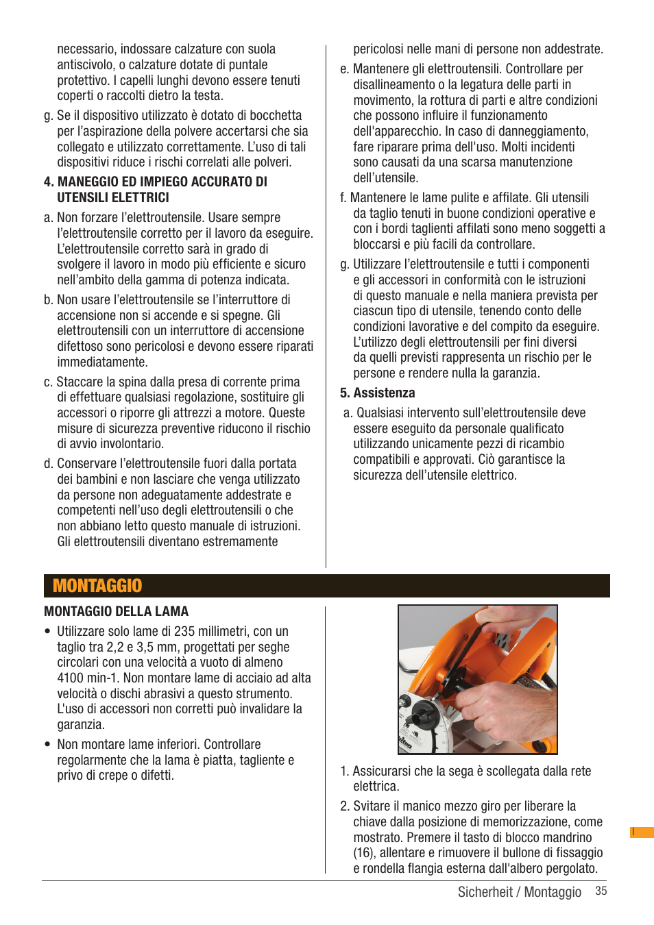 Montaggio | Triton TSA 001 User Manual | Page 35 / 48