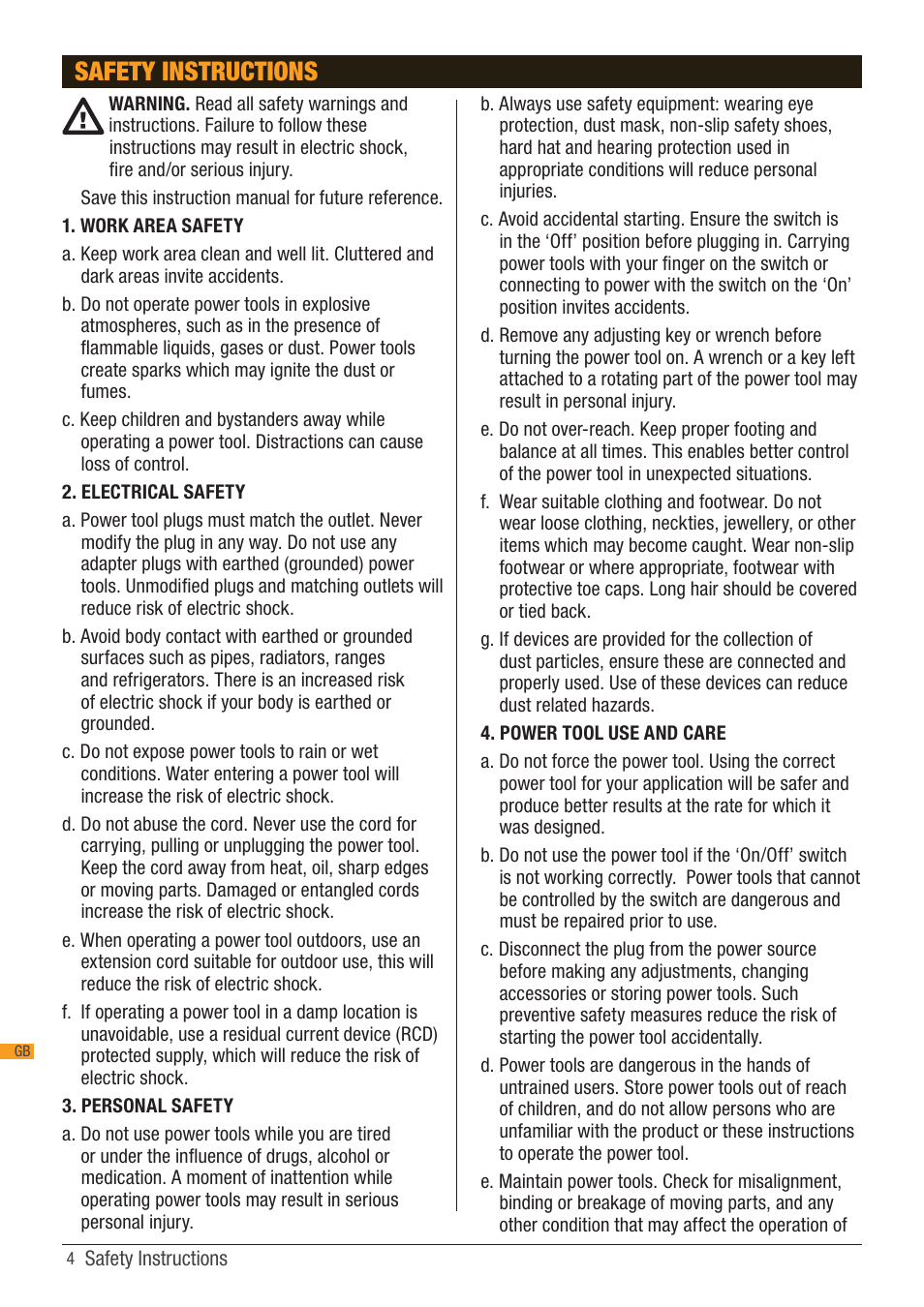 Safety instructions | Triton TSA 001 User Manual | Page 4 / 48