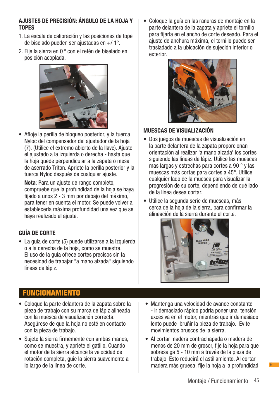 Funcionamiento | Triton TSA 001 User Manual | Page 45 / 48