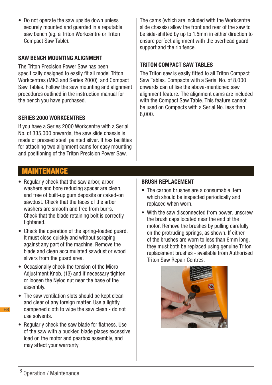Maintenance | Triton TSA 001 User Manual | Page 8 / 48