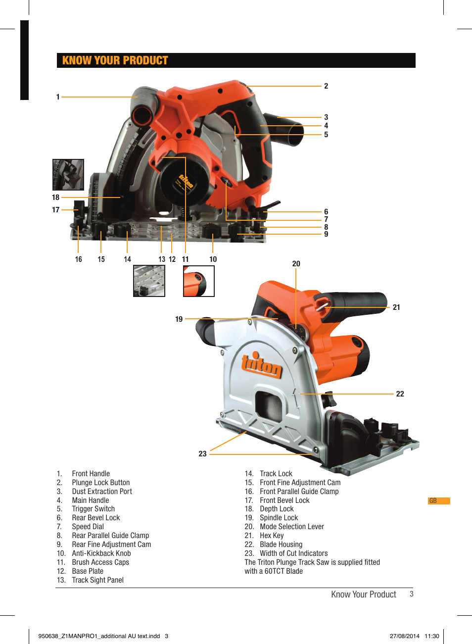 Know your product | Triton TTS 1400 User Manual | Page 3 / 66