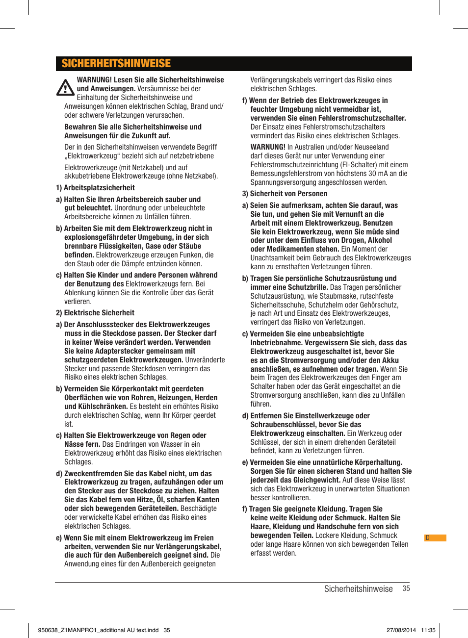 Sicherheitshinweise | Triton TTS 1400 User Manual | Page 35 / 66