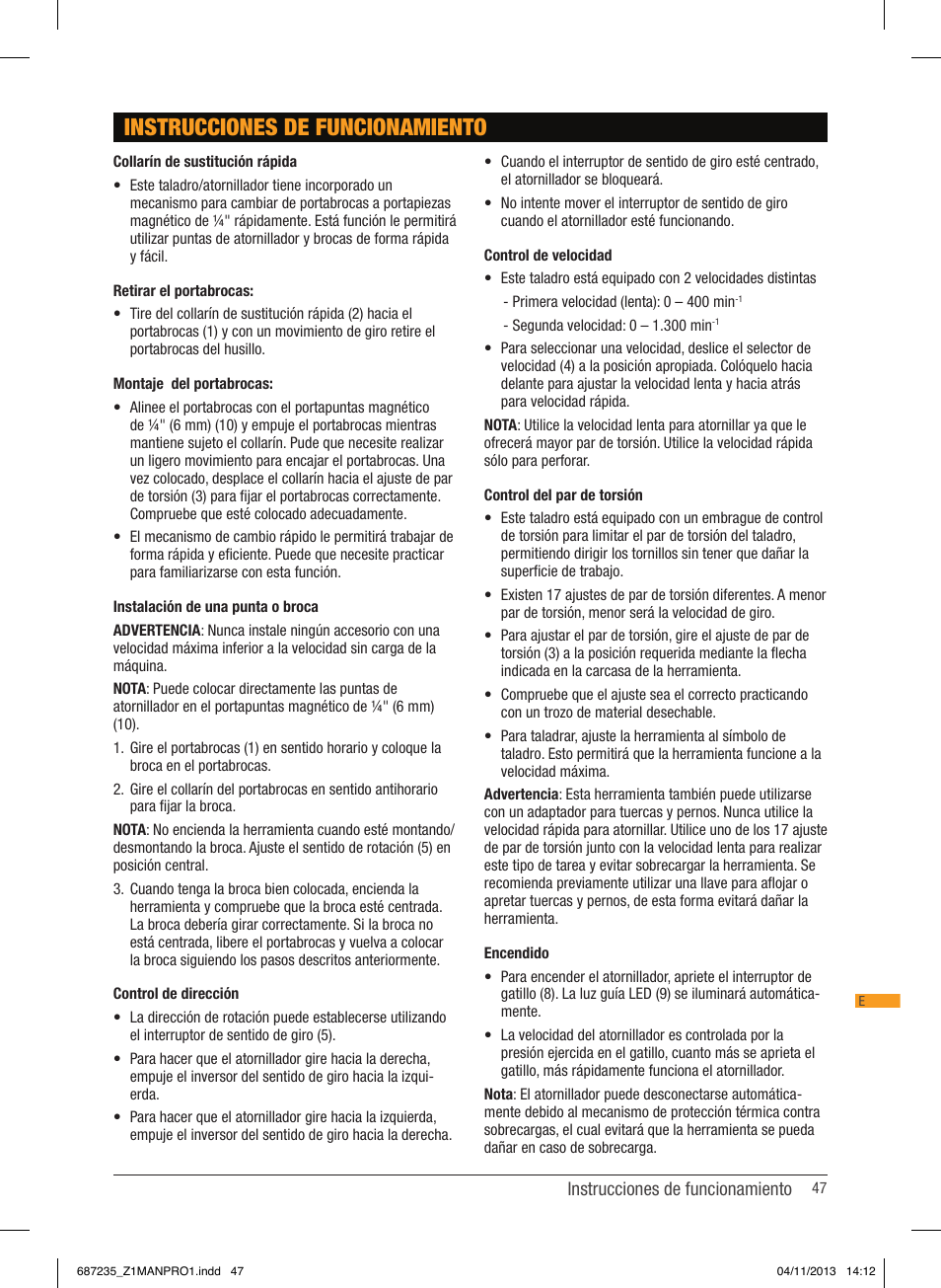 Instrucciones de funcionamiento | Triton T12 DD User Manual | Page 48 / 50