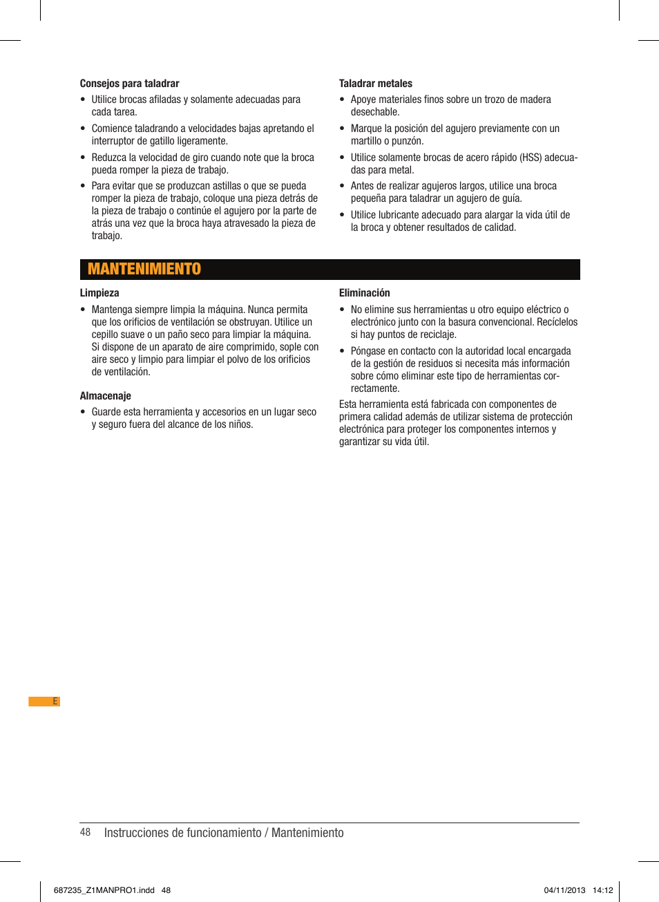Mantenimiento | Triton T12 DD User Manual | Page 49 / 50
