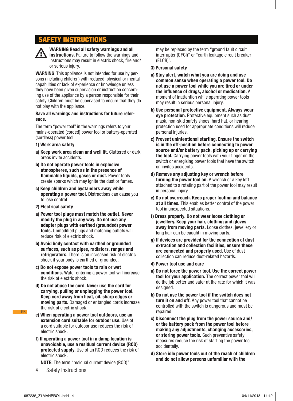 Safety instructions | Triton T12 DD User Manual | Page 5 / 50