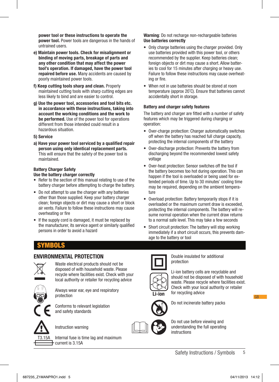 Symbols, Environmental protection | Triton T12 DD User Manual | Page 6 / 50