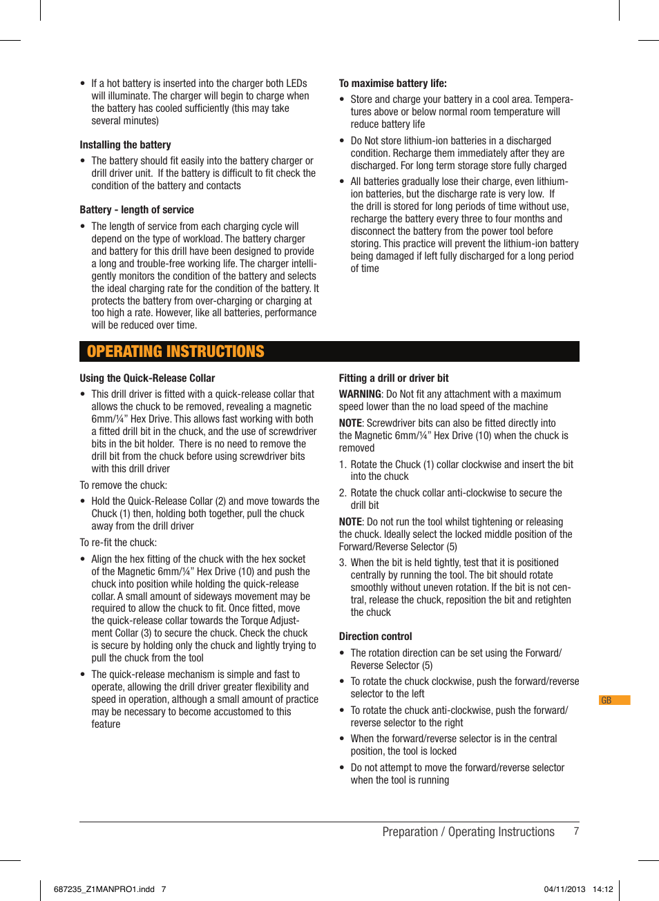 Operating instructions | Triton T12 DD User Manual | Page 8 / 50