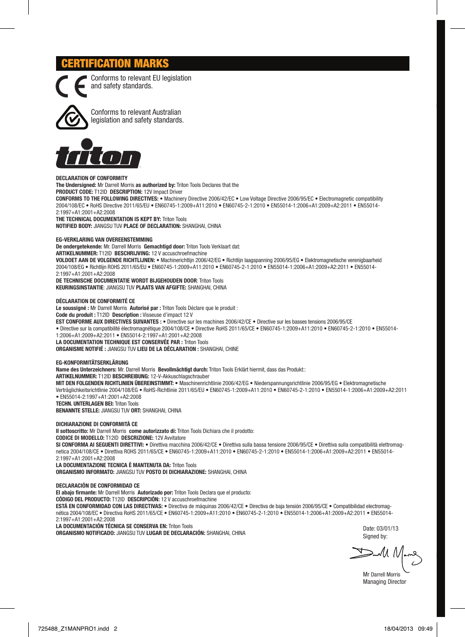 Triton T12 ID User Manual | 50 pages