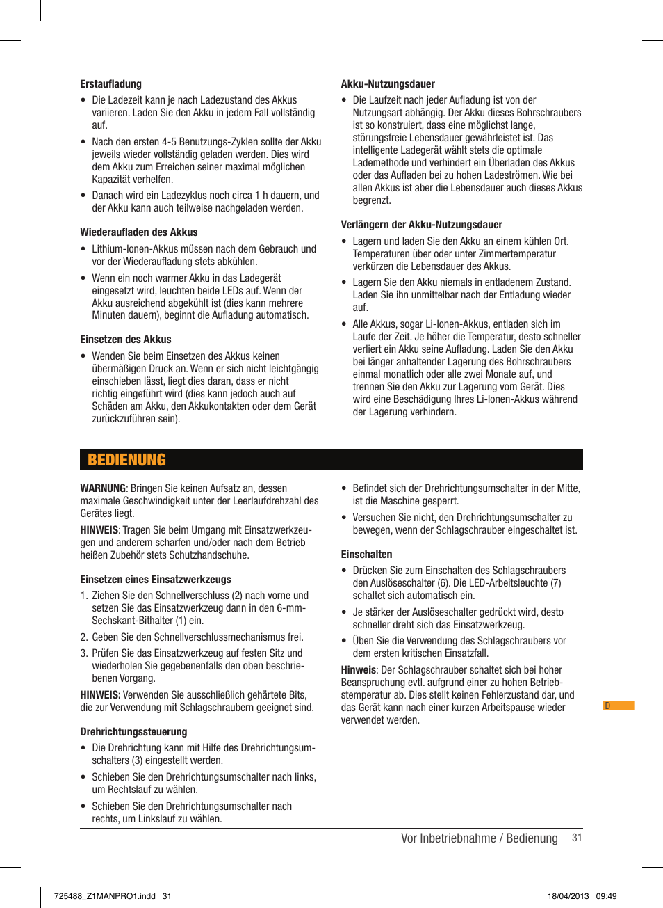 Bedienung | Triton T12 ID User Manual | Page 32 / 50