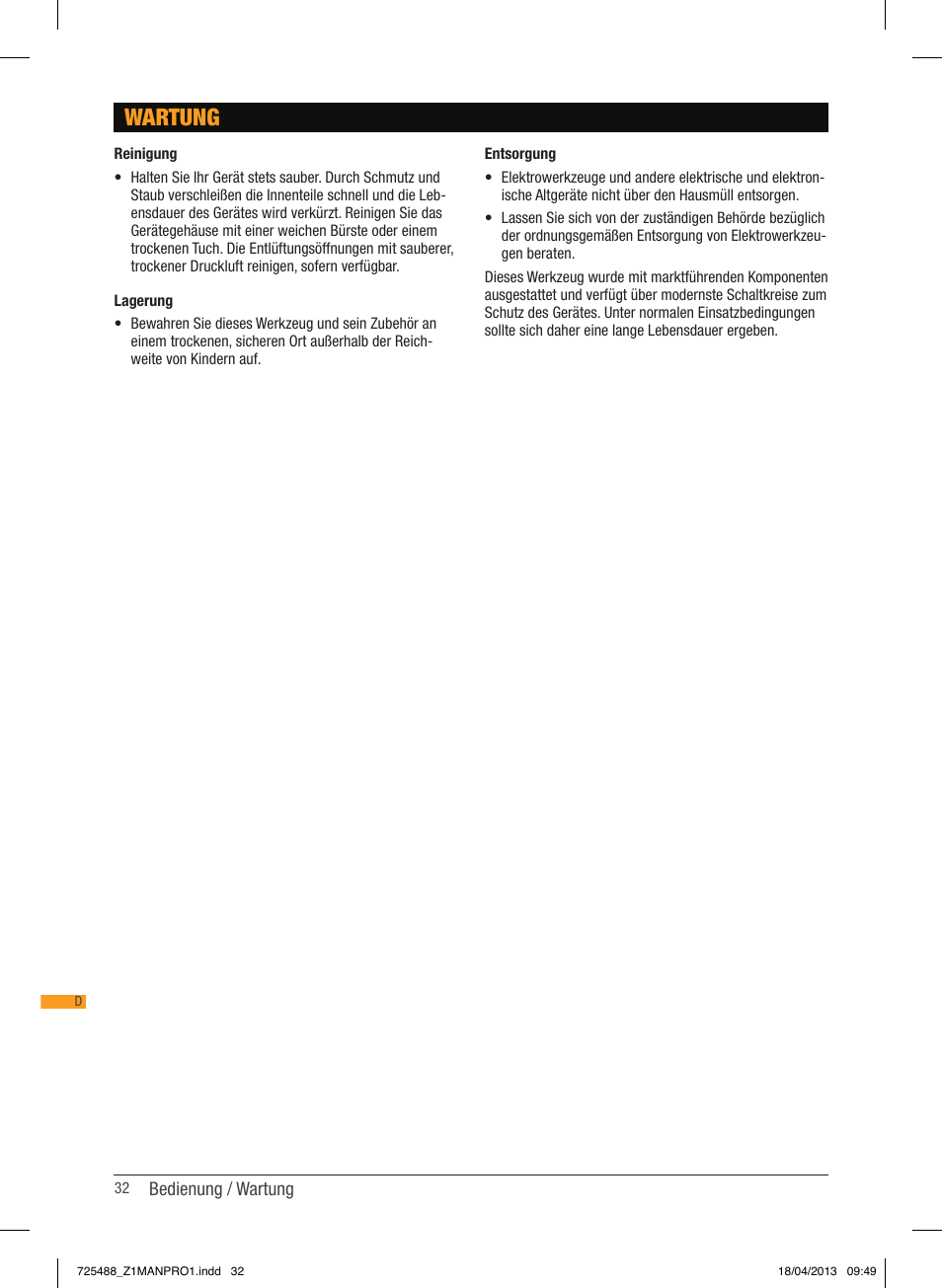 Wartung | Triton T12 ID User Manual | Page 33 / 50