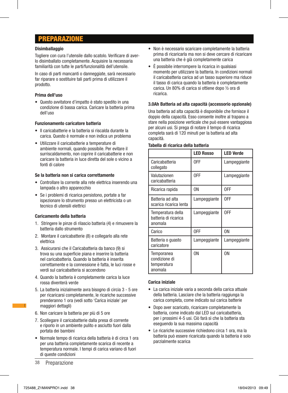 Preparazione | Triton T12 ID User Manual | Page 39 / 50