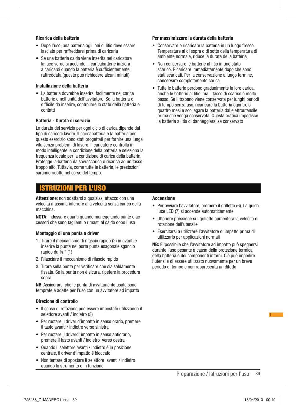 Istruzioni per l’uso | Triton T12 ID User Manual | Page 40 / 50