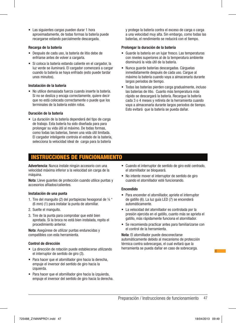Instrucciones de funcionamiento | Triton T12 ID User Manual | Page 48 / 50
