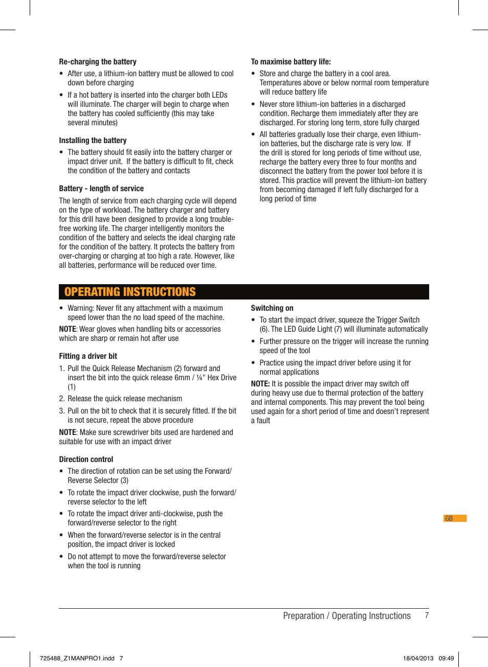 Operating instructions | Triton T12 ID User Manual | Page 8 / 50