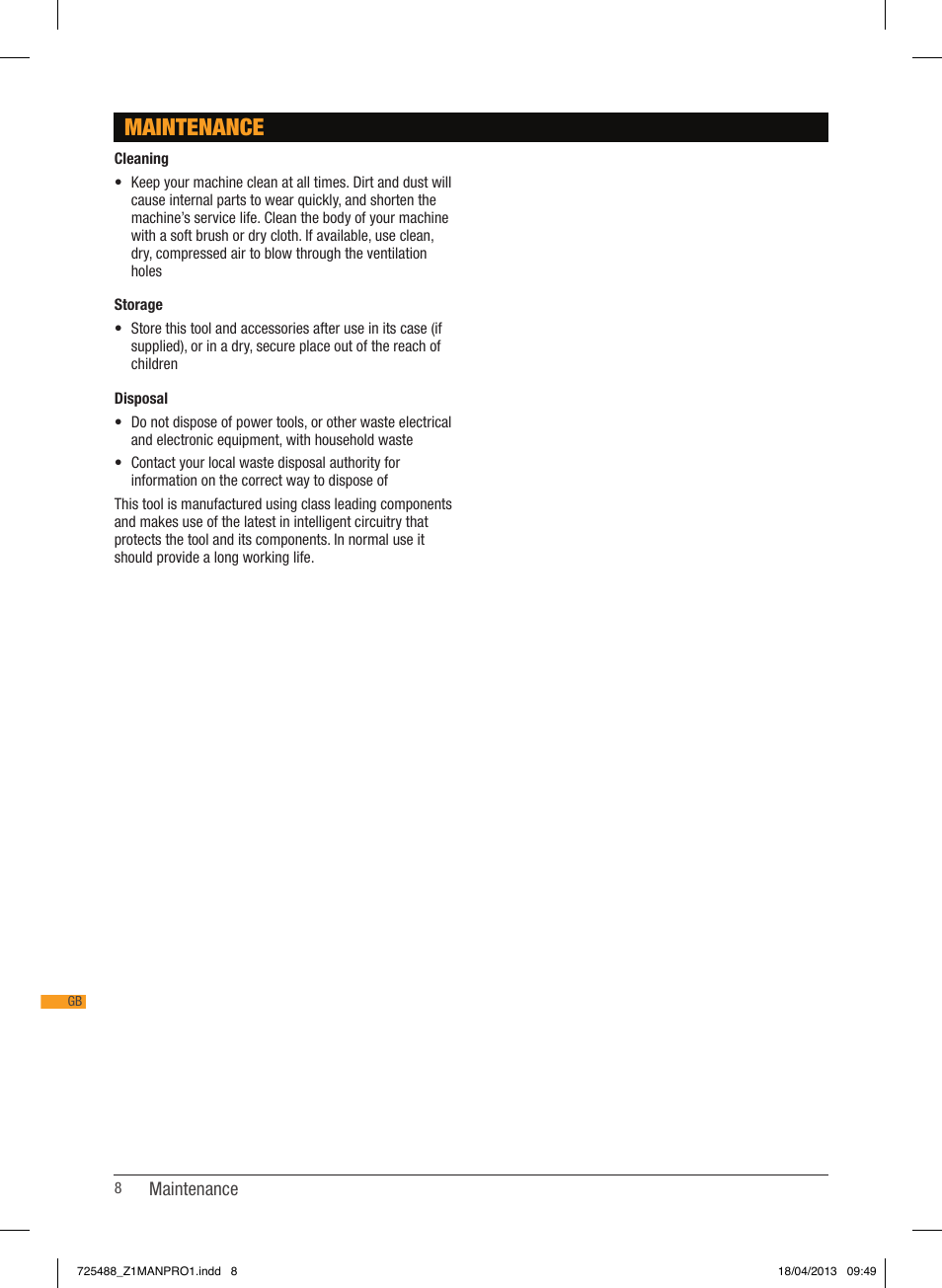 Maintenance | Triton T12 ID User Manual | Page 9 / 50