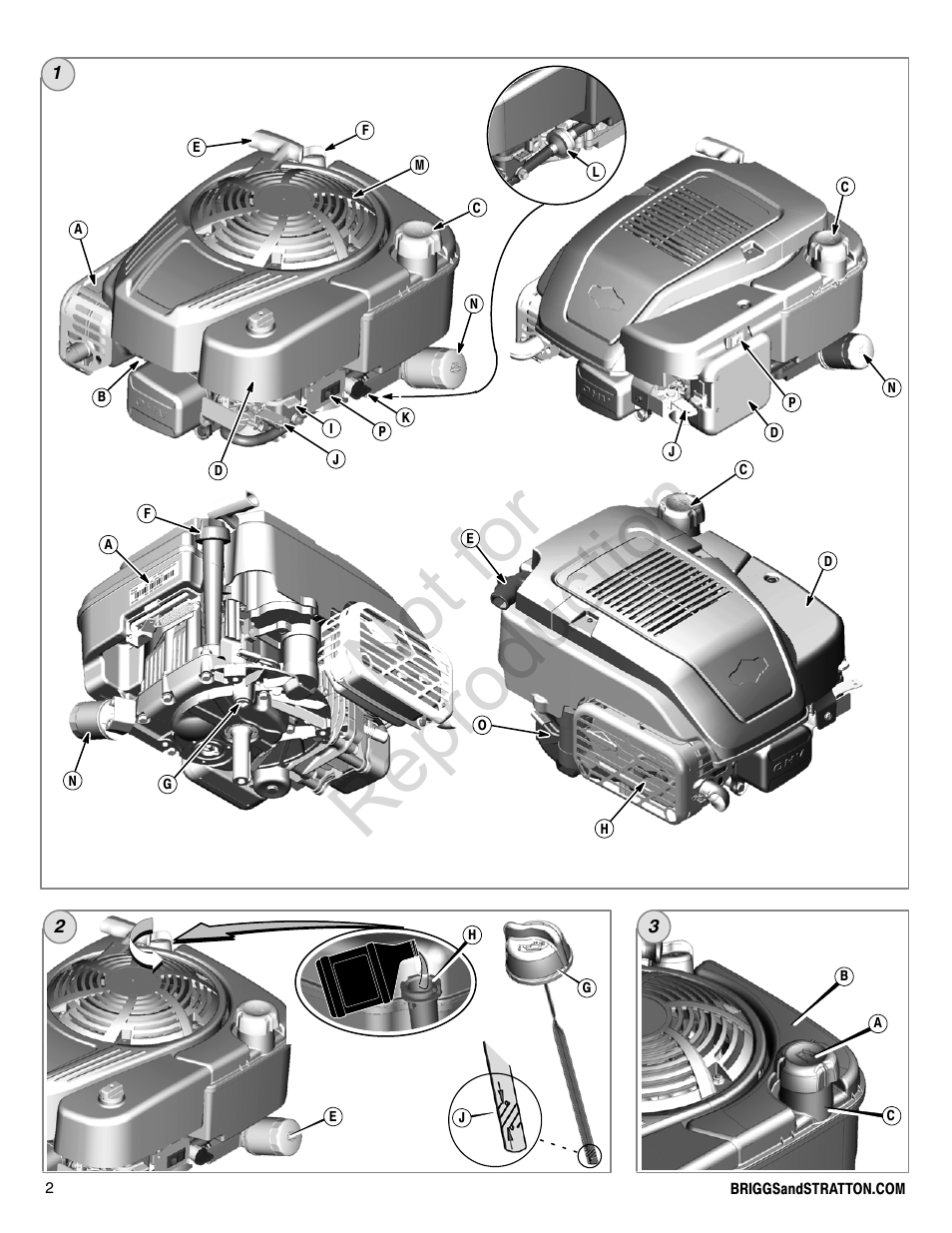 Not for reproduction | Briggs & Stratton PROFESSIONAL SERIES 110000 User Manual | Page 2 / 28