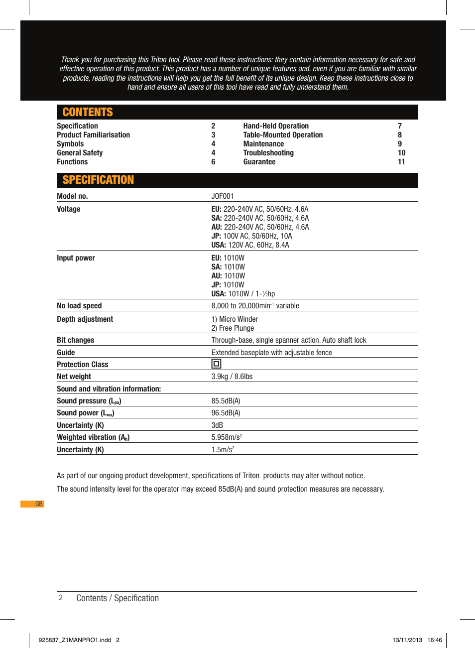 Triton JOF 001 User Manual | Page 2 / 64