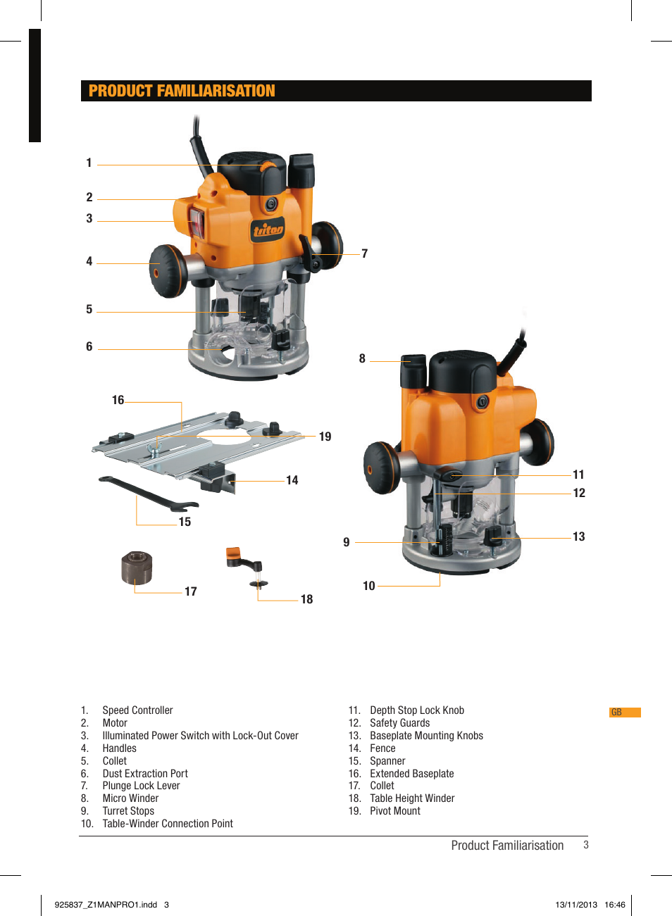 Product familiarisation | Triton JOF 001 User Manual | Page 3 / 64